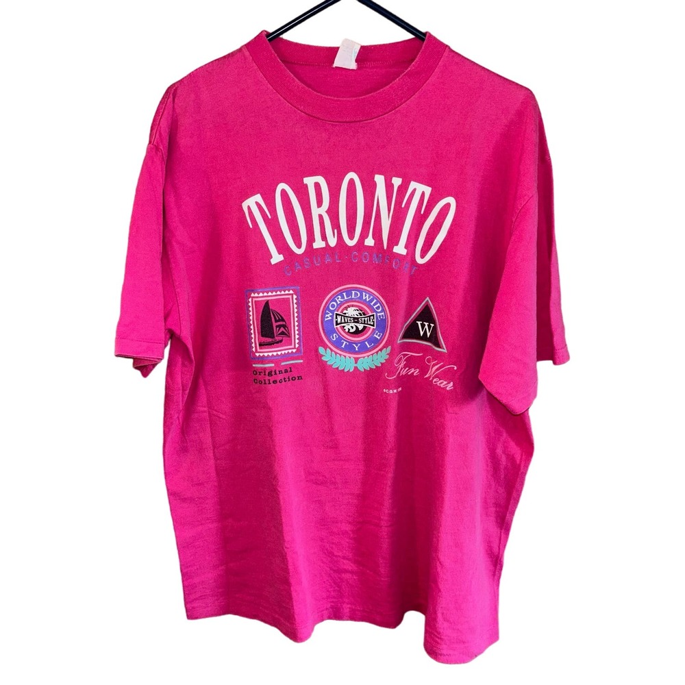 Vintage Waves women’s Toronto casual comfort pink t-shirt dated 1990 (XL)